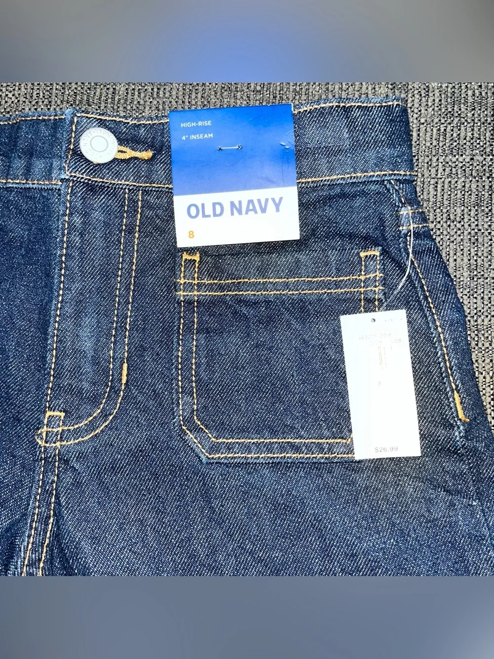 NEW Big Girls Size 8 Old Navy Dark Blue Denim Cutoff Shorts with Front Pockets